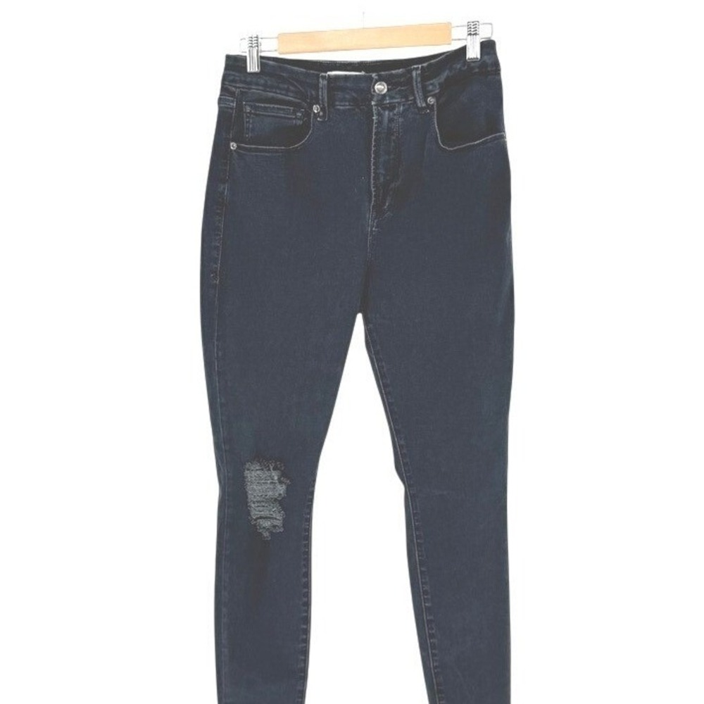 Good‎ American Good Legs Dark Wash High Rise Skinny Distressed Jeans Blue 12 31